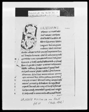 Augustinus, De civitate Dei — Initiale S (irationi), Folio 11 recto