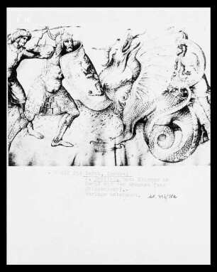 Skizzenbuch — Drei Krieger kämpfen gegen einen Drachen