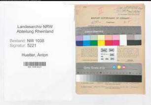 Entnazifizierung Anton Huetter , geb. 14.01.1904 (Angestellter)