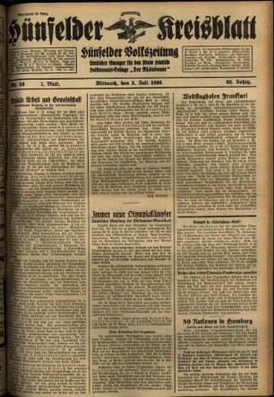 Erste Ausgabe vom Mittwoch, den 08. Juli 1936.