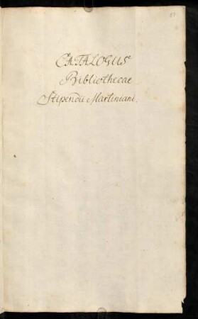 87r-115r, Catalogus Bibliothecae Stipendii Martiniani