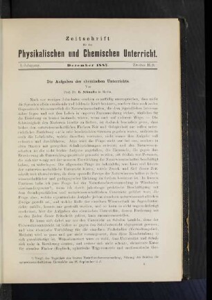 I. Jahrgang. Dezember 1887. Zweites Heft.