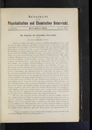 I. Jahrgang. Dezember 1887. Zweites Heft.