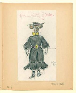 Frau in Rüschenkleid mit Schleife, Rückansicht