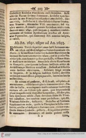 Ab An. 1691. usque ad An. 1693