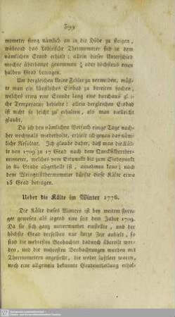 Ueber die Kälte im Winter 1776