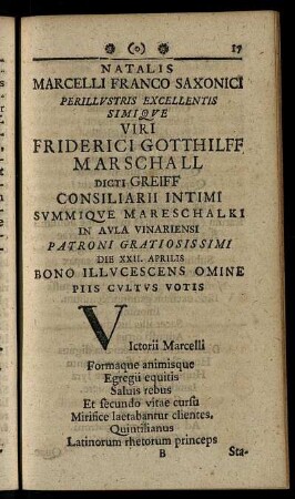 Natalis Marcelli Franco Saxonici ...
