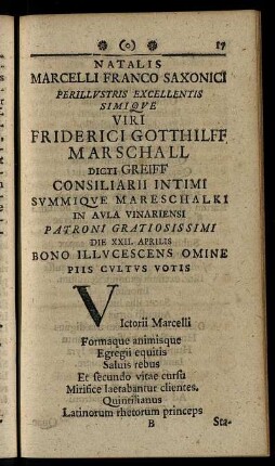Natalis Marcelli Franco Saxonici ...