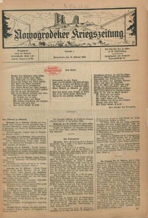 1916: Nowogrodeker Kriegszeitung