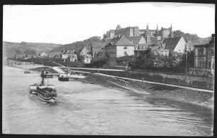 Pirna. Sonnenstein, Elbe mit Dampfer