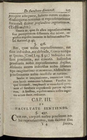 Cap. III. De Facultate Sentiendi.