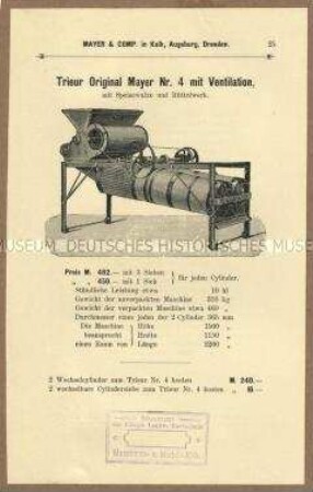 Trieur mit Speisewalze und Rüttelwerk Nr. 4 mit Ventilation