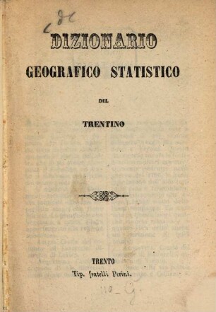 Dizionario geografico statistico del Trentino