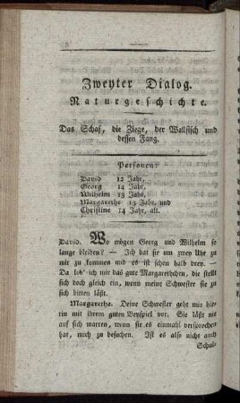 Zweyter Dialog. Naturgeschichte.
