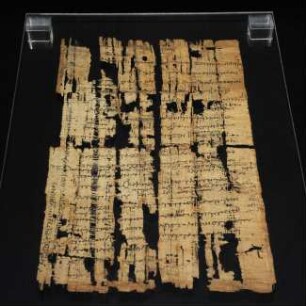 Fragment eines griechischen Papyrus : Fragment eines griechischen Papyrus, fol. r. (Eingabe eines Tempelaufsehers an einen königlichen Beamten). Kalamos auf Papyrus mit Tinte; 31 x 20 cm (162 vor Christus). Dresden: SLUB Mscr.Dresd.R.306