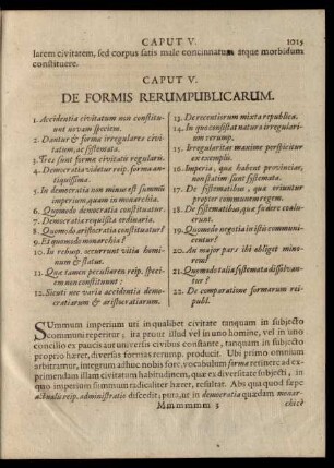 Caput V. De Formis Rerumpublicarum.