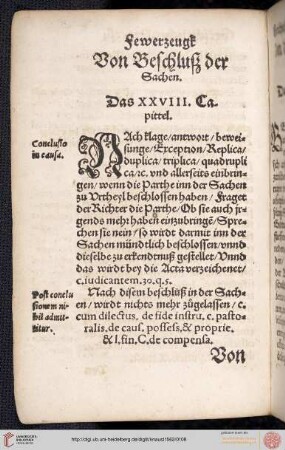 XXVIII. Capittel: Von Beschluß der Sachen