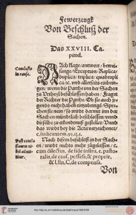 XXVIII. Capittel: Von Beschluß der Sachen