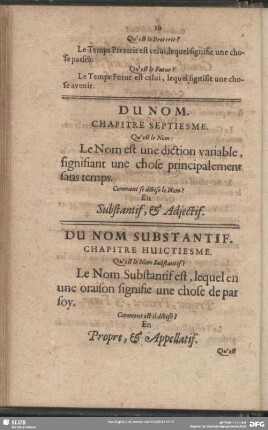 Du Nom Substantif. Chapitre Huictiensme