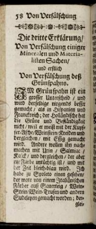 Die dritte Erklärung/ Von Verfälschung einiger Mineralen und Materialisten Sachen.