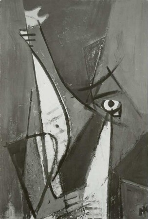 Cellospieler? : Kinder, Hans: Cellospieler? Um 1975. Tempera und Kohle auf Pappe; 75,5 x 52,2 cm. Dresden: Kupferstich-Kabinett C 1981-312, BAE 424