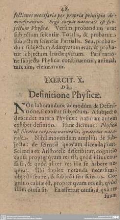 Exercit. X. De Definitione Physicae.