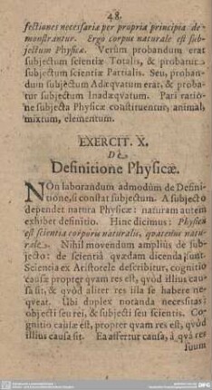 Exercit. X. De Definitione Physicae.