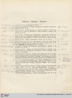Irdengut, Steingut, Fayence (Nr.1-31)