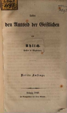 Ueber den Amtseid der Geistlichen
