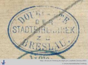 [Provenienz]: Stadtbibliothek zu Breslau