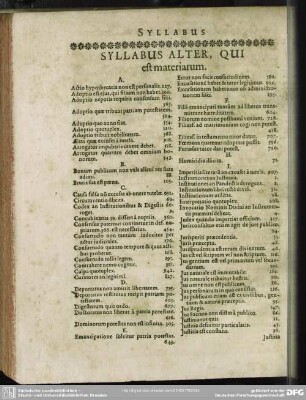 Syllabus Alter, Qui est materiarum
