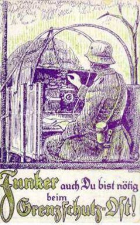Postkarte des Grenzschutzes Ost