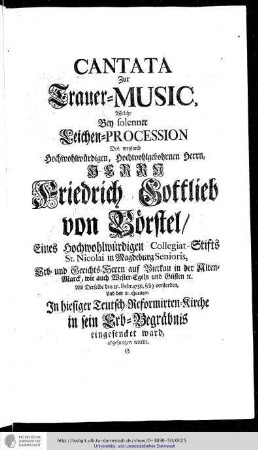 Cantata zur Trauermusic