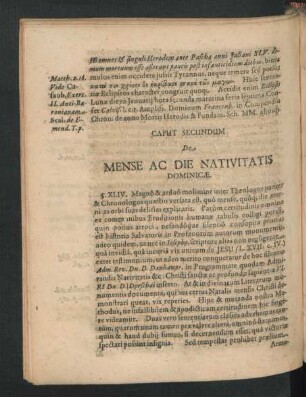 Caput Secundum. De Mense Ac Die Nativitatis Dominicae.