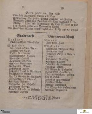 Stadtrath, Bürgerausschuß