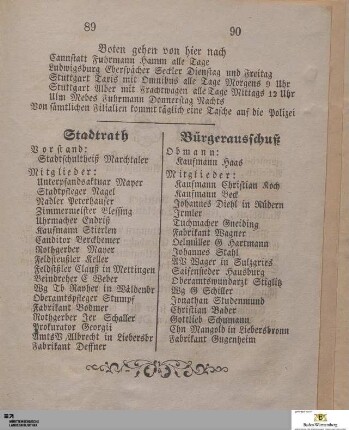 Stadtrath, Bürgerausschuß