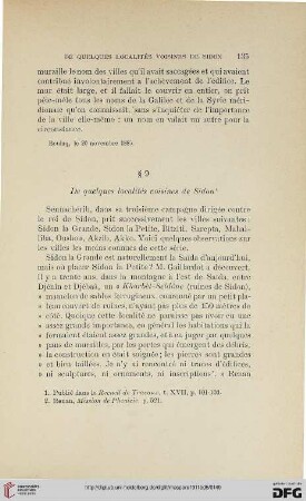 § 9: De quelques localités voisines de Sidon