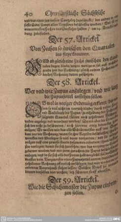 Der 59. Artickel. Wie die Schichtmeister die Zupus einbringen sollen.