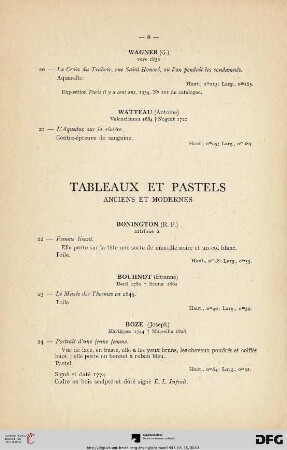 Tableaux et Pastels anciens et modernes (Nr. 22-54)