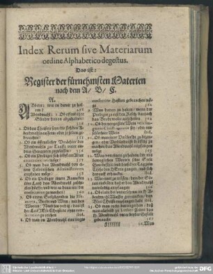 Index Rerum sive Materiarum ordine Alphabetico degestus