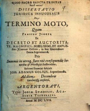 Diss. iur. inaug. de termino moto