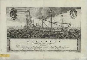 Ansichten eine venezianischen Galeasse, Kupferstich, um 1690