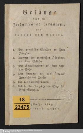 Gesänge durch die Zeitumstände veranlaßt