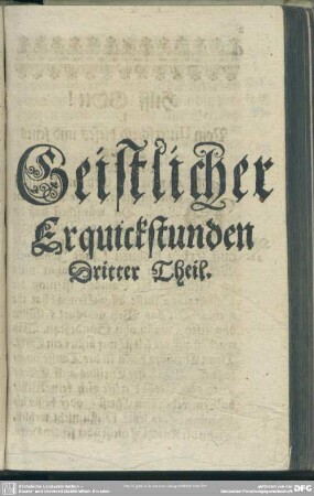 Geistlicher Erquickstunden, Dritter Theil