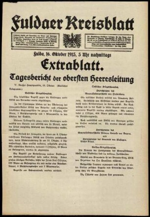 Ausgabe vom Samstag, den 16. Oktober 1915.