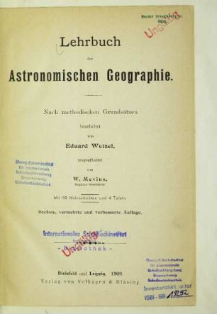 Lehrbuch der astronomischen Geographie