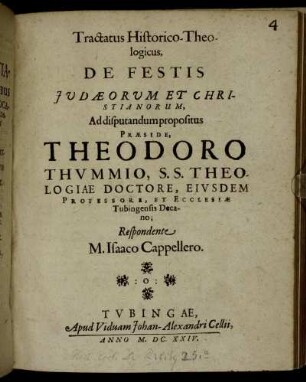 Tractatus Historico-Theologicus, De Festis Judaeorum Et Christianorum