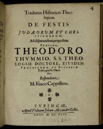 Tractatus Historico-Theologicus, De Festis Judaeorum Et Christianorum
