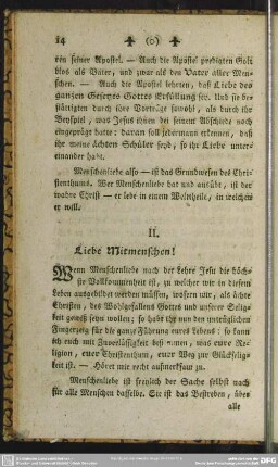 II. Liebe Mitmenschen!