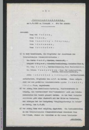 Protokoll Vorstandssitzung Juni 1925